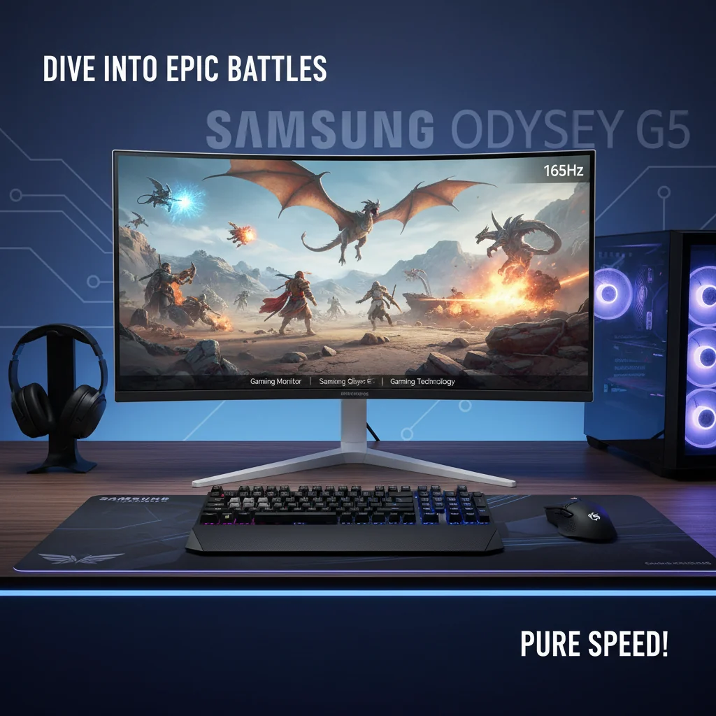Samsung Odyssey G5: Mergulhe em batalhas épicas com 32 polegadas de imersão e 165Hz de pura velocidade!