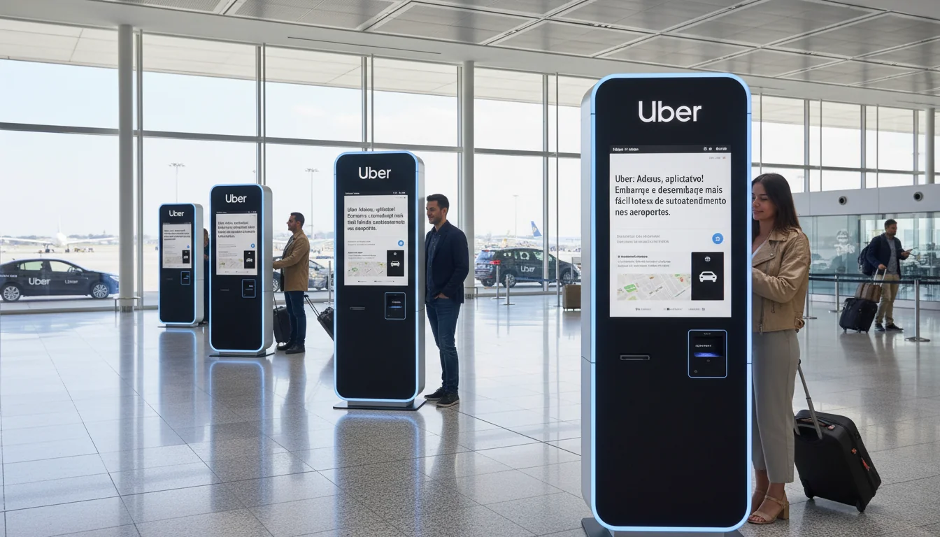 Uber: Adeus, aplicativo! Embarque e desembarque mais fácil com totens de autoatendimento nos aeroportos.