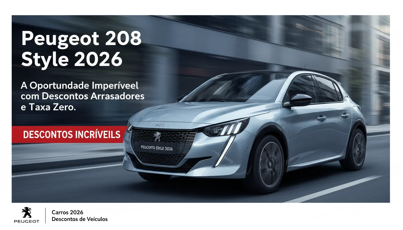 Peugeot 208 Style 2026: A Oportunidade Imperdível com Descontos Arrasadores e Taxa Zero