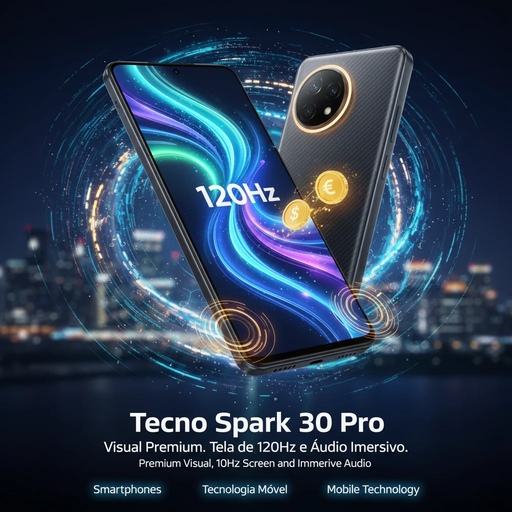 Tecno Spark 30 Pro: Visual Premium, Tela de 120Hz e Áudio Imersivo na Batalha pelo seu Bolso