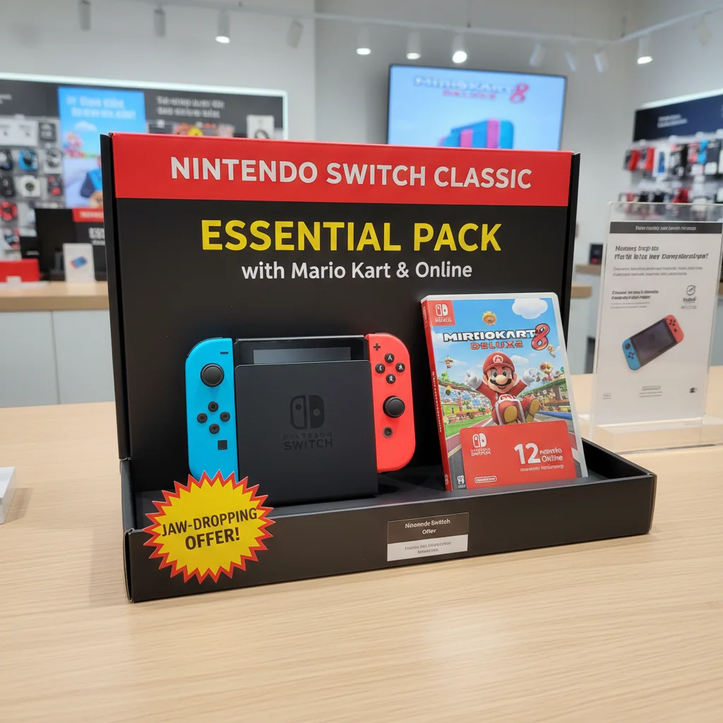 Nintendo Switch Clássico: Pacote Essencial com Mario Kart e Online em Oferta de Cair o Queixo!