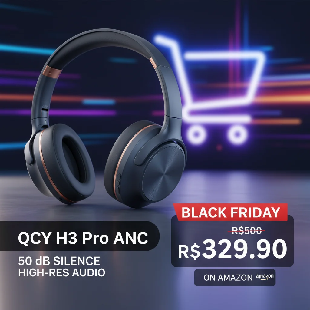 QCY H3 Pro ANC: Silêncio de 50 dB e Áudio High-Res por Menos de R$330 na Black Friday da Amazon!
