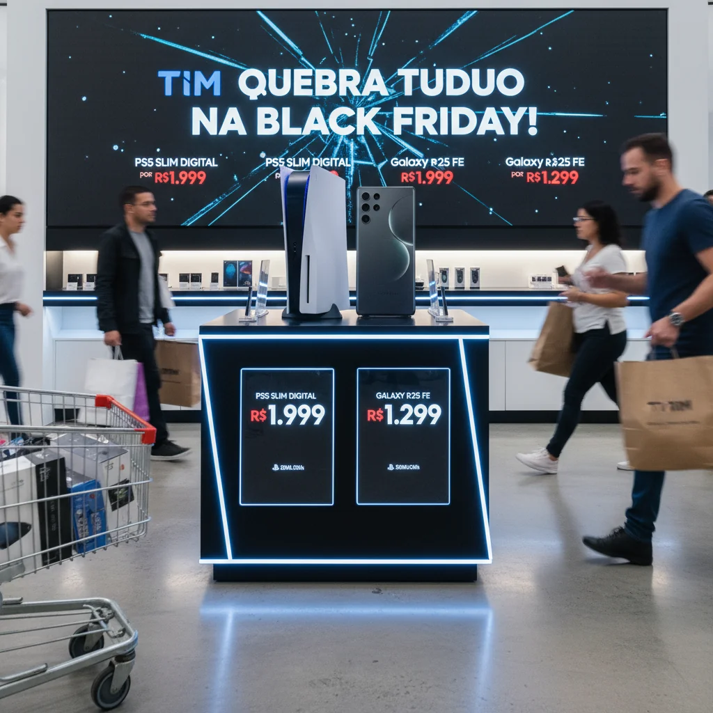 TIM Quebra Tudo na Black Friday: PS5 Slim Digital por R$1.999 e Galaxy S25 FE por R$1.299!