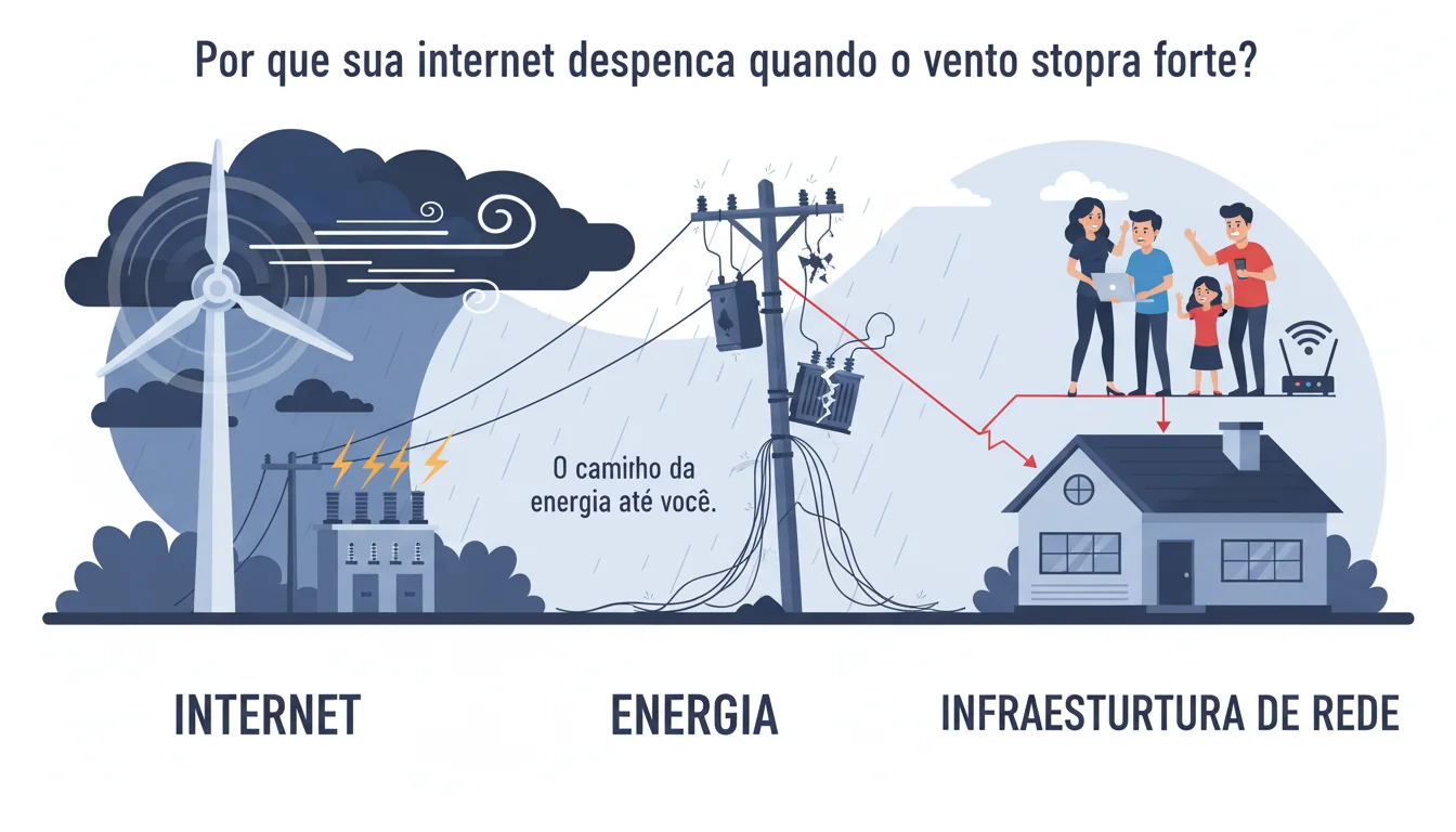 Por que sua internet despenca quando o vento sopra forte? O caminho da energia até você