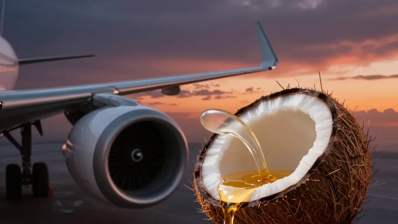 O combustível de coco que "engana" os motores de aviões e revoluciona a aviação sustentável