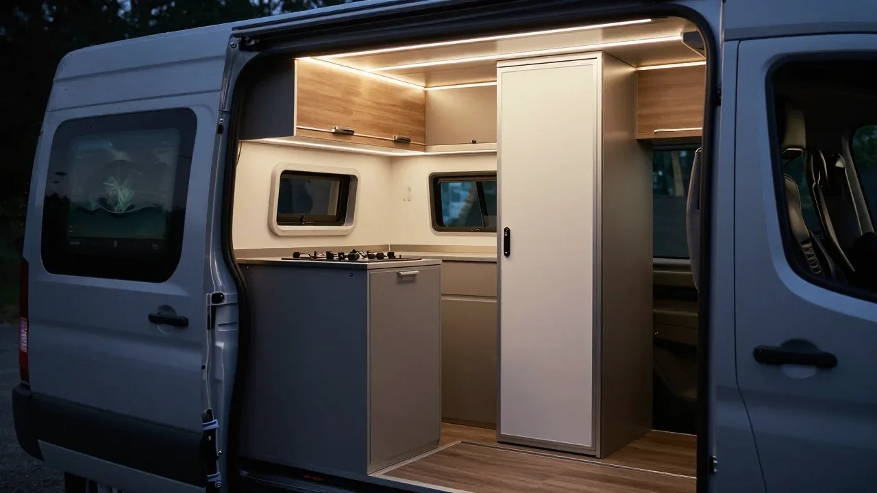 Transforme sua Van em uma Casa Móvel: Conheça o Sistema Modular que Revoluciona o Camping com Cozinha e Banheiro Dobráveis