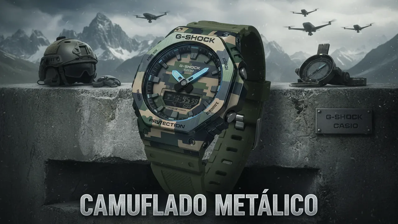 G-Shock GA-2100: O Camuflado Metálico Invade a Linha com Estilo Militar Inédito