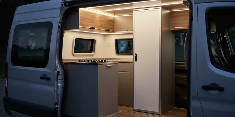 Transforme sua Van em uma Casa Móvel: Conheça o Sistema Modular que Revoluciona o Camping com Cozinha e Banheiro Dobráveis