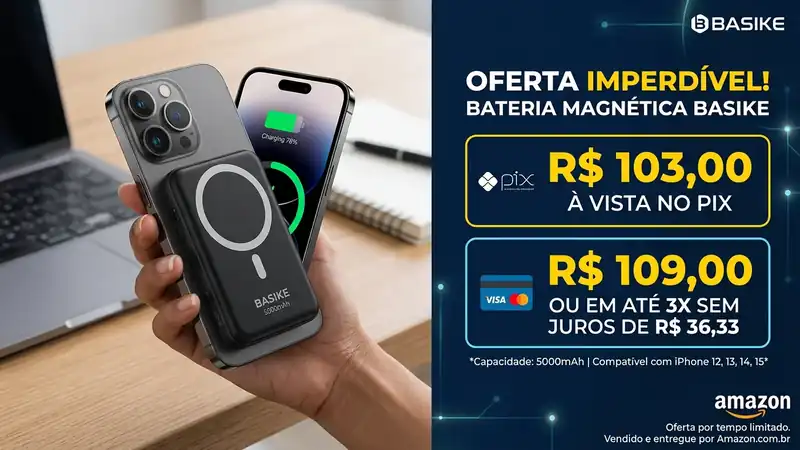 Energia Sem Fios: Bateria Magnética da Basike com Super Desconto na Amazon!