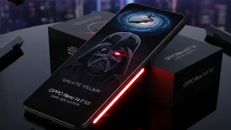 OPPO Reno 14 F 5G Edição Lado Sombrio: O Vilão Galáctico Chega em um Smartphone Exclusivo