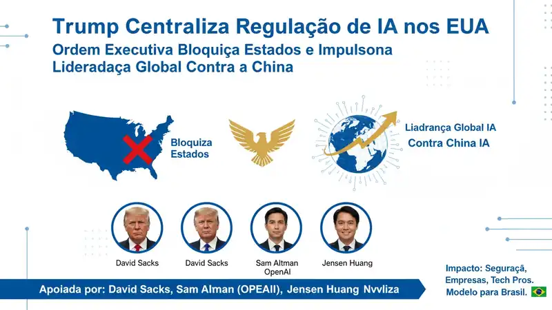 Trump Centraliza Regulação de IA nos EUA: Ordem Executiva Bloqueia Estados e Impulsiona Liderança Global Contra a China